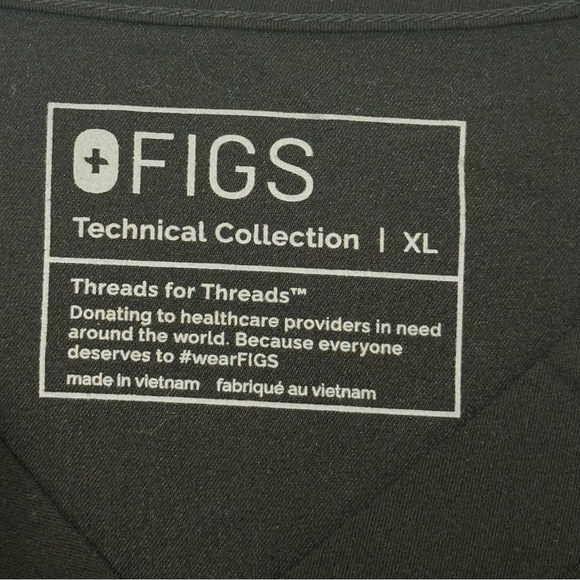 Figs Leon Three Pocket Scrub Top Short Sleeve V Neck Black XL Mens Healthcare - Picture 8 of 11